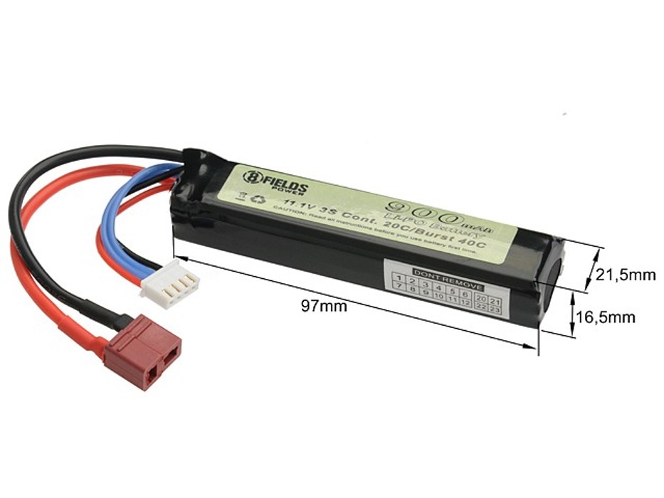 АКБ Li-Po 900mAh 11,1V 20/40C моноблок 8Fields фото 2