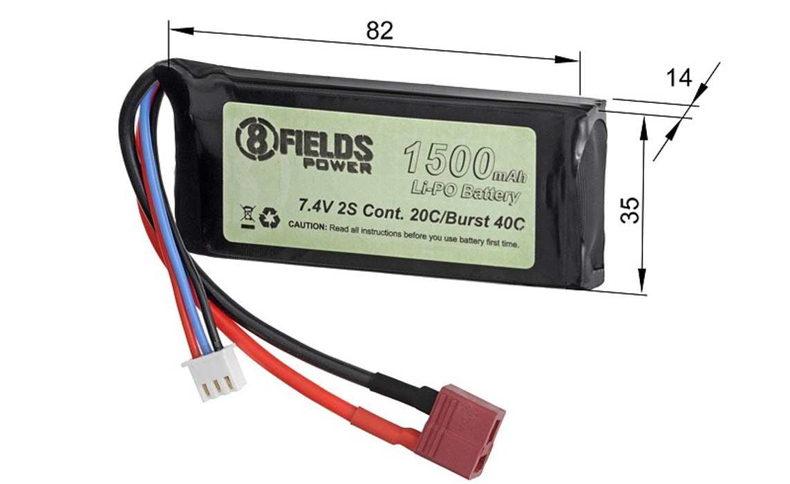 АКБ Li-Po 1500mAh 7,4V 20/40C моноблок T-Connector 8Fields фото 2