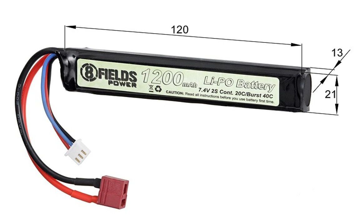 АКБ Li-Po 1200mAh 7,4V 20/40C моноблок T-Connector 8Fields фото 2