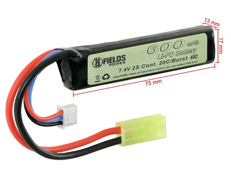 АКБ Li-Po 600mAh 7,4V 20/40C моноблок 8Fields фото 2