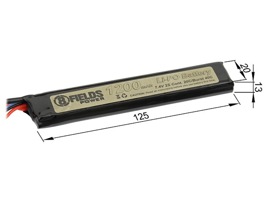 АКБ Li-Po 1200mAh 7,4V 20/40C моноблок 8Fields фото 2