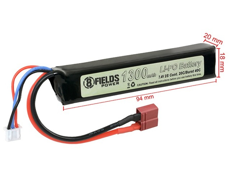 АКБ Li-Po 1300mAh 7,4V 20/40C моноблок T-Connector 8Fields фото 2