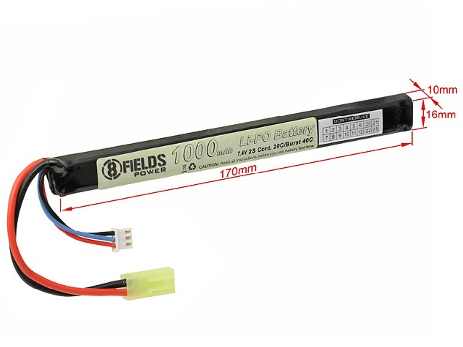 АКБ Li-Po 1000mAh 7,4V 20/40C моноблок 8Fields фото 2