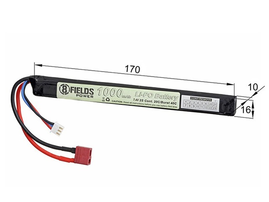АКБ Li-Po 1000mAh 7,4V 20/40C моноблок T-Connector 8Fields фото 2