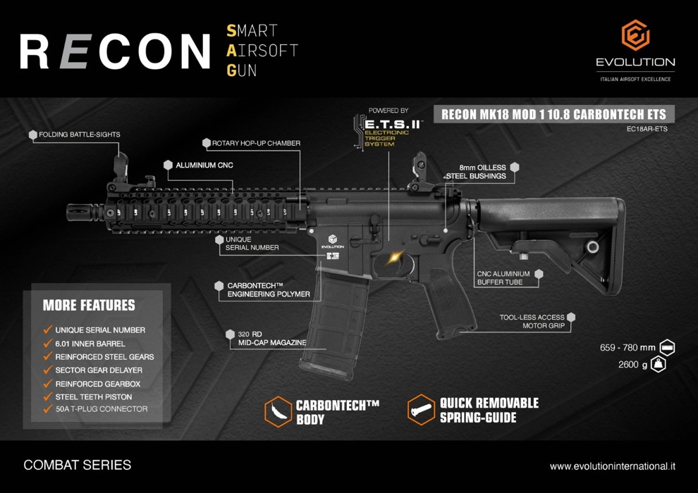 Штурмовая винтовка M4 Recon MK18 Mod 1 10.8” Carbontech ETS Evolution фото 2