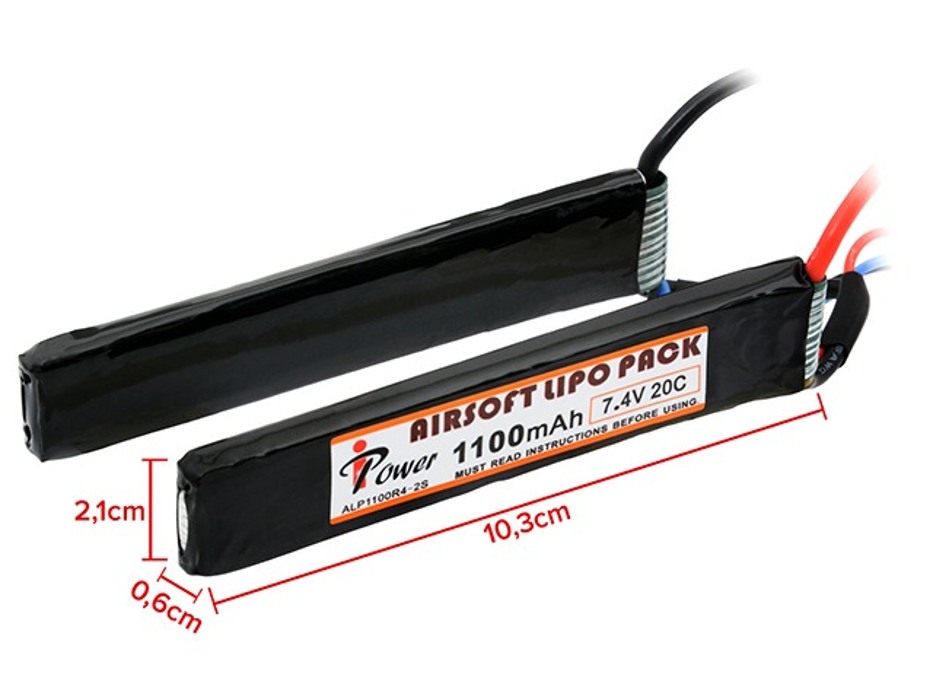 АКБ Li-Po 1100mAh 7,4 V 20C т-конектор [IPower] фото 2