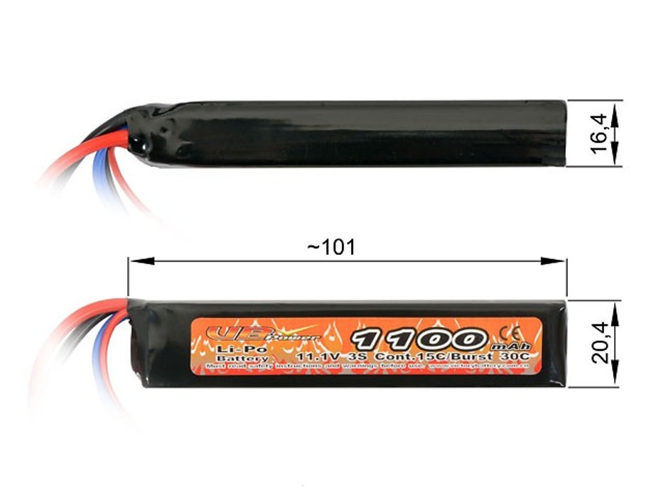 АКБ Li-Po 1100mAh 11,1 V 15C /30C моноблок міні-тамія VB фото 2