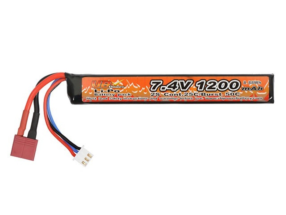 АКБ Li-Po 1200mAh 7,4V 25/50C моноблок VB фото 1