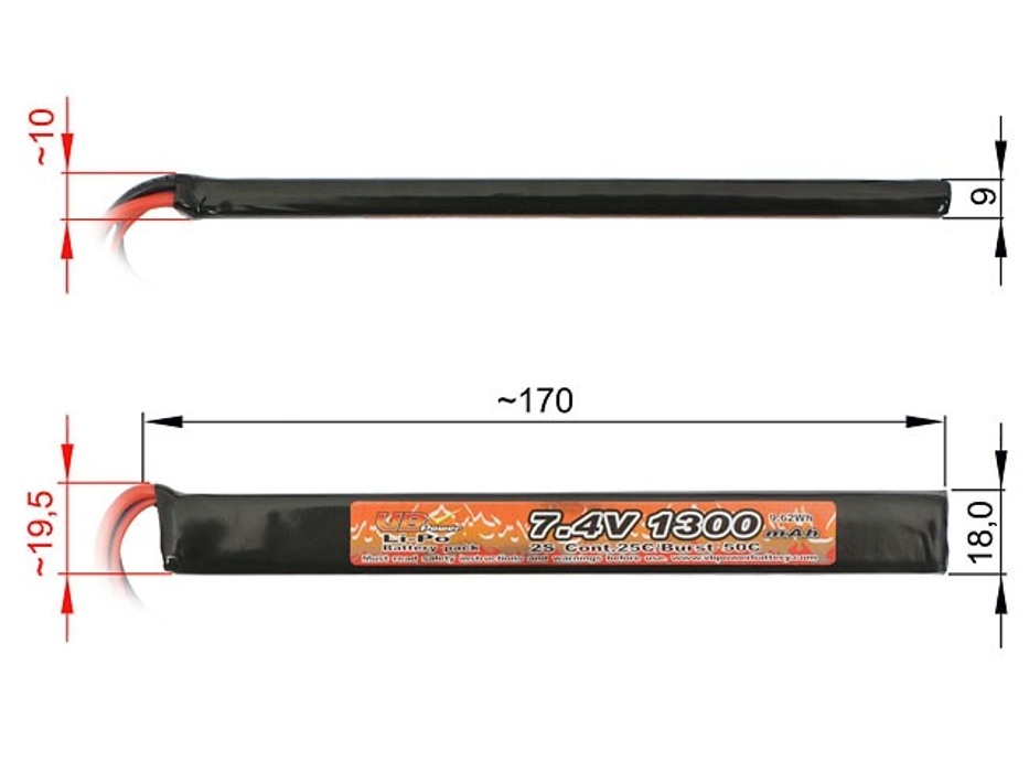 АКБ Li-Po 1300mAh 7,4 V 20C /40C моноблок Т-конектор VB фото 4