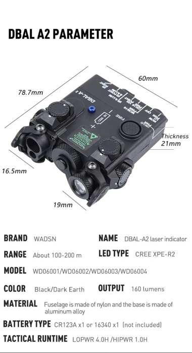 Тактичний блок Steiner AN/PEQ-15A DBAL-A2 Blue лазер + ліхтар+виносна кнопка black Wadsn фото 8