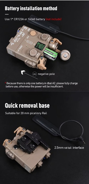Тактичний блок Steiner AN/PEQ-15A DBAL-A2 Blue лазер + ліхтар+виносна кнопка black Wadsn фото 10