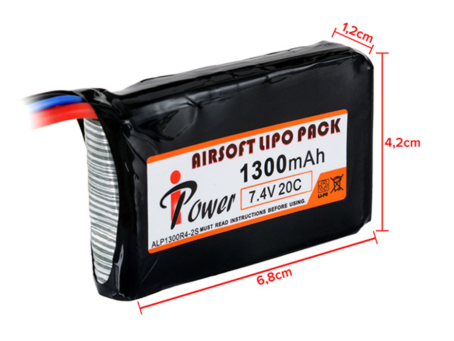 АКБ Li-Po 1300mAh 7,4 V 20C IPower фото 2
