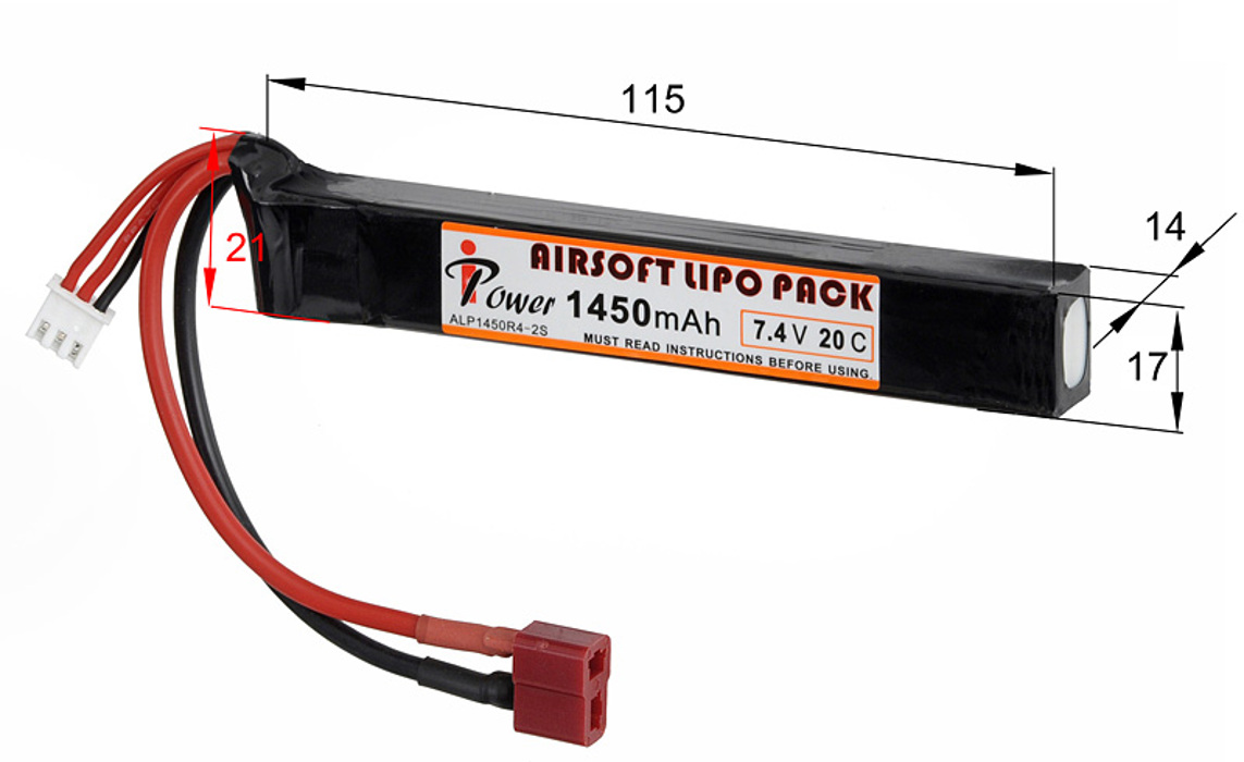 АКБ Li-Po 1450mAh 7,4 V 20C моноблок т-конектор IPower фото 2