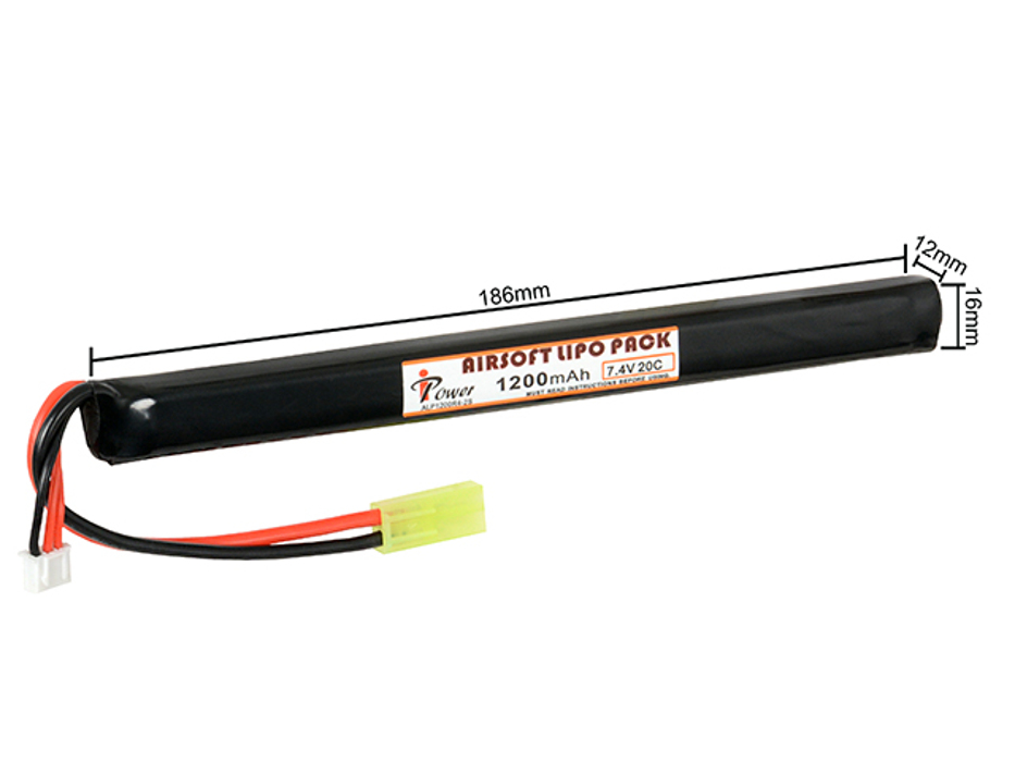 АКБ Li-Po 1200mAh 7,4 V 20C моноблок IPower фото 2
