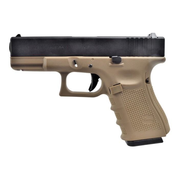 Пистолет Glock 19 Gen4. Metal Green Gas Blk/Tan WE фото 1