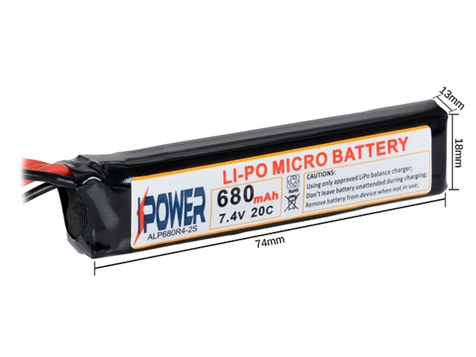 Аккумулятор AEP Battery Li-Po 680mAh 7,4V 20C Micro for Mosfet IPower фото 2