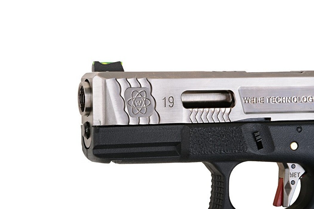 Пистолет Glock 19 Force pistol WE Metal Silver Green Gas фото 11