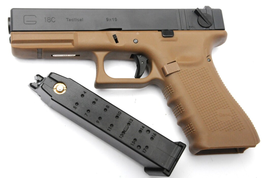 Пистолет Glock 18C Gen4. WE Metal Tan Green Gas фото 3