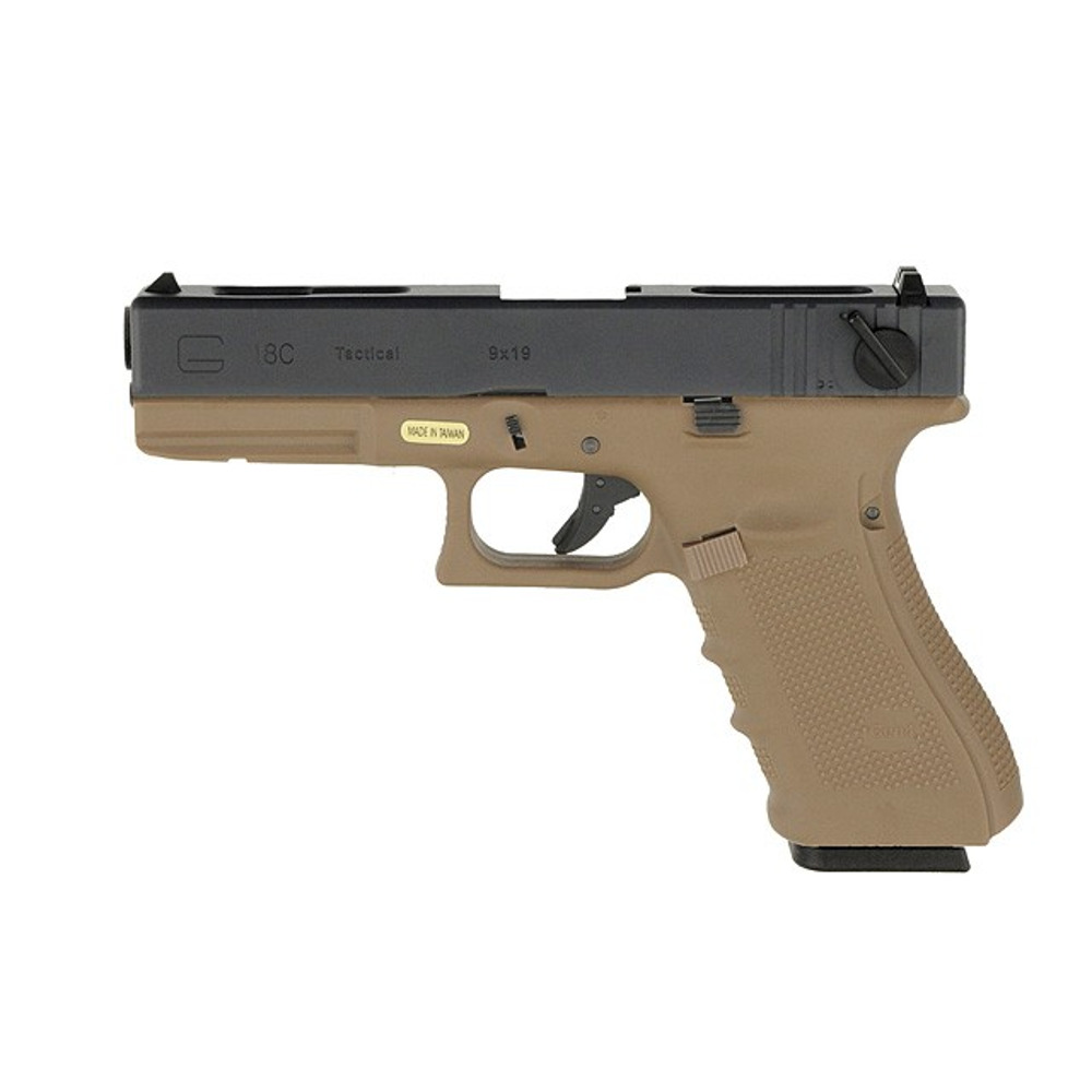 Пістолет Glock 18C Gen4. WE Metal Tan Green Gas для страйкболу і