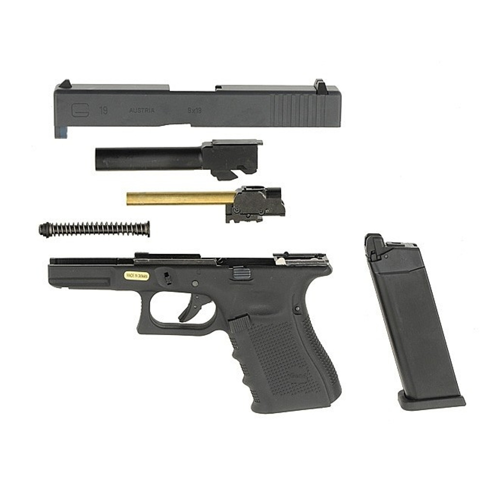 Пистолет Glock 19 Gen4. WE Metal Green Gas для страйкбола и