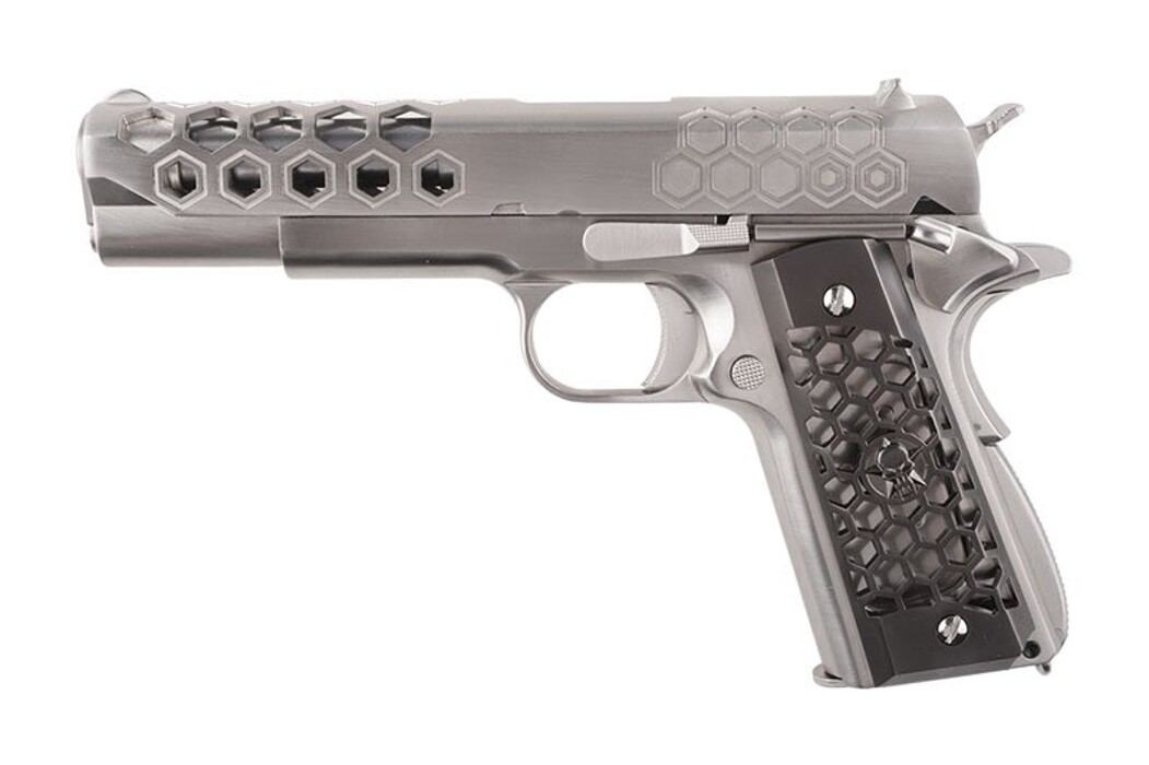 Пістолет Colt 1911 Hex Cut V.3 Silver Green Gas [WE] фото 1