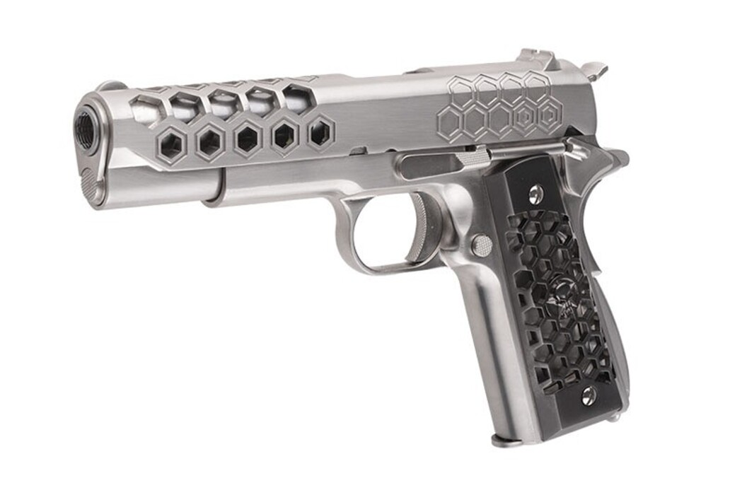 Пістолет Colt 1911 Hex Cut V.3 Silver Green Gas [WE] фото 2