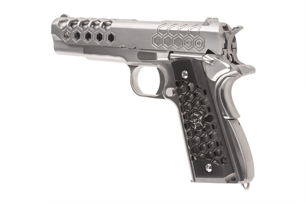 Пістолет Colt 1911 Hex Cut V.3 Silver Green Gas [WE] фото 6