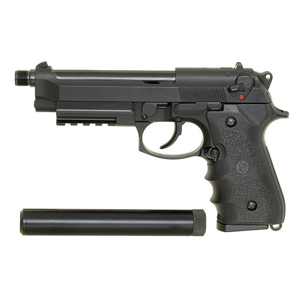 Пістолет Beretta M92F/M9 KJW Silencer Plastic Green Gas для