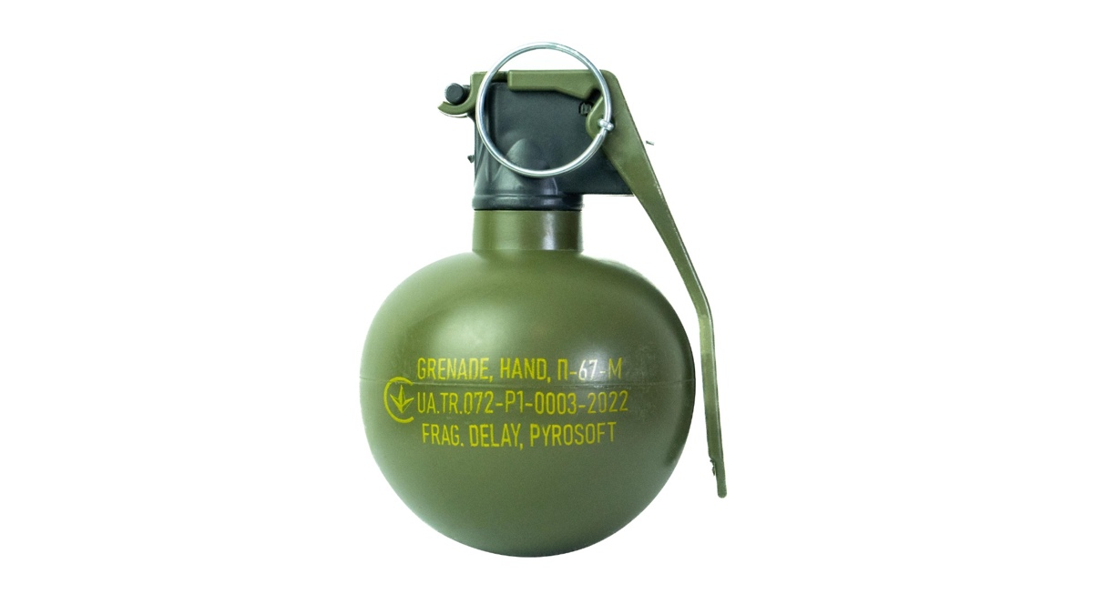 Граната имитационно-тренировочная с активной чекой П-67-М "NATO" Pyrosoft фото 1